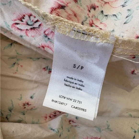 WeWoreWhat || Puff Sleeve Smocked Midi Dress in Dainty Floral Almond Milk Small - Picture 9 of 11